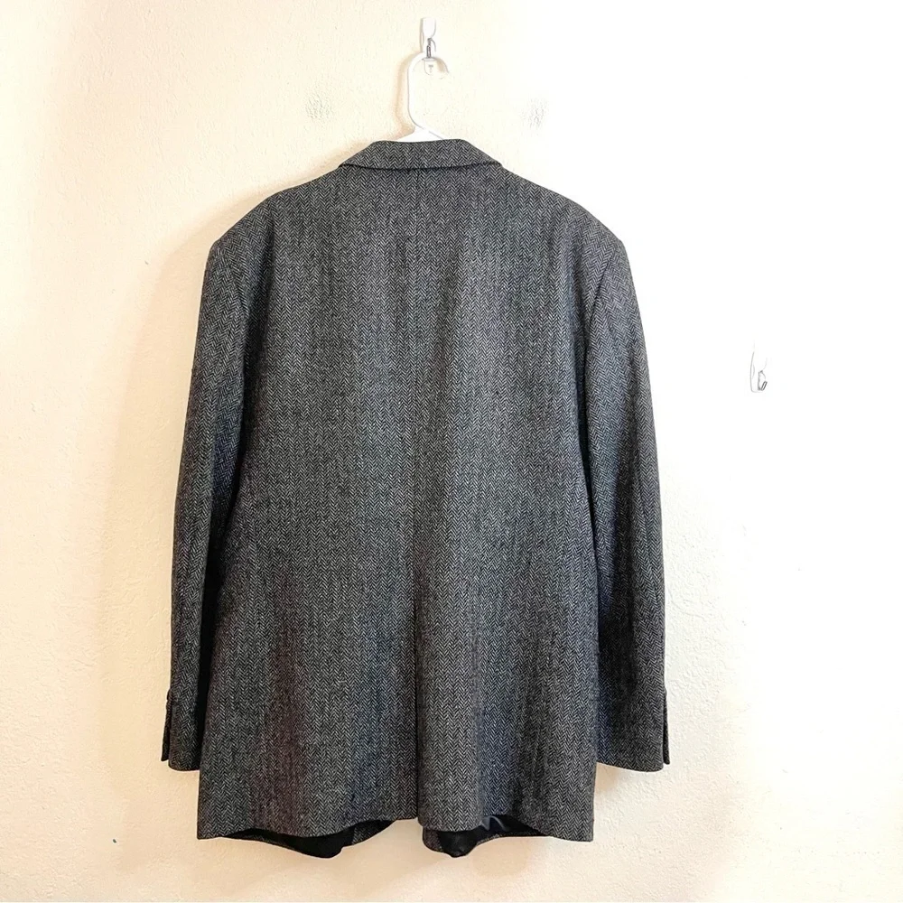 Barrington Herringbone Two Buttons Wool Blazer Suit Jacket Size 48L Gray Pockets